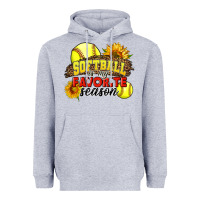 Heather Grey Softball Is My Favorite Season Heavyweight Hoodie - LillyAllenDesigns