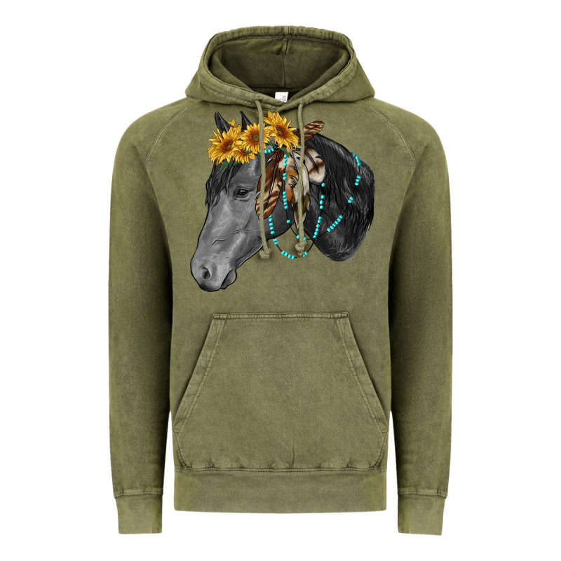 Black And White Western Horse Vintage Hoodie by RanaPortraitStore | Teevron