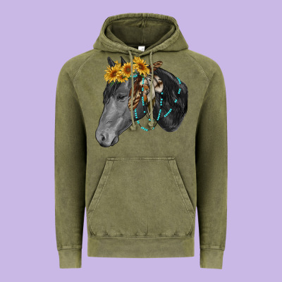 Vintage Hoodie black and white western horse