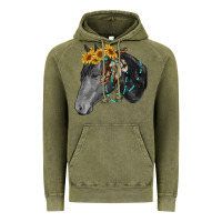 Vintage Olive black and white western horse Vintage Hoodie - RanaPortraitStore