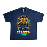 Navy blessed mama messy bun Urban Heavy Tee - BarkalooDesign