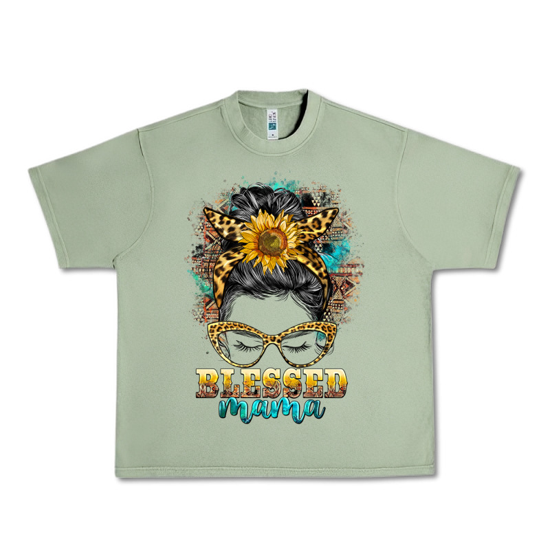 Blessed Mama Messy Bun Urban Heavy Tee by BarkalooDesign | Teevron