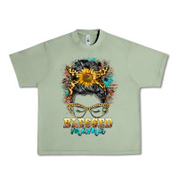 Oil Green blessed mama messy bun Urban Heavy Tee - BarkalooDesign