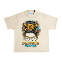 Sandshell blessed mama messy bun Urban Heavy Tee - BarkalooDesign