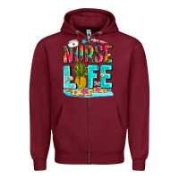 Burgundy nurse life summer Zipper Hoodie - AdoDesignShop