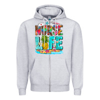 Heather Grey nurse life summer Zipper Hoodie - AdoDesignShop