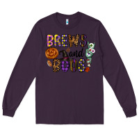 Plum Brews And Boos Long Sleeve Tee - CowhideDigitalArt