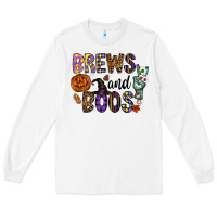 White Brews And Boos Long Sleeve Tee - CowhideDigitalArt