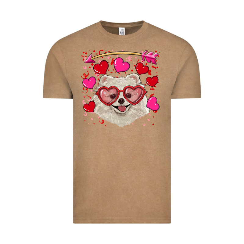 Valentine's Day White Pomeranian Vintage Tee by RanaPortraitStore | Teevron