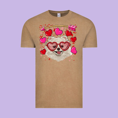 Vintage Tee valentine's day white pomeranian