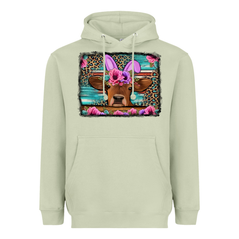 Easter Floral Leopard Cow Heavyweight Hoodie by Jasminsmagicworld | Teevron