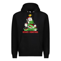 Black meowy christmas cat tree Premium Hoodie - MaliasSmallBusiness