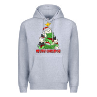 Heather Grey meowy christmas cat tree Premium Hoodie - MaliasSmallBusiness