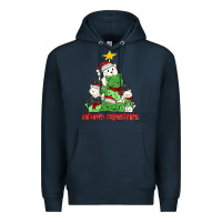 Navy meowy christmas cat tree Premium Hoodie - MaliasSmallBusiness