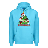 Ocean Blue meowy christmas cat tree Premium Hoodie - MaliasSmallBusiness