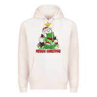 Pale Pink meowy christmas cat tree Premium Hoodie - MaliasSmallBusiness