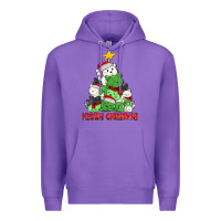 Purple meowy christmas cat tree Premium Hoodie - MaliasSmallBusiness
