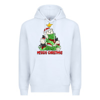 White meowy christmas cat tree Premium Hoodie - MaliasSmallBusiness
