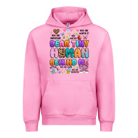 Fuchsia Pink dear tiny human behind me Urban Hoodie - Artiststas