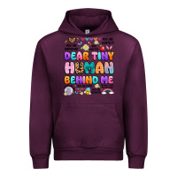 Mauve Wine dear tiny human behind me Urban Hoodie - Artiststas