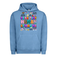 Pigment Pebble Blue dear tiny human behind me Urban Hoodie - Artiststas