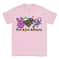 Bubblegum Pink peace love nursing Classic Tee - CowhideDigitalArt