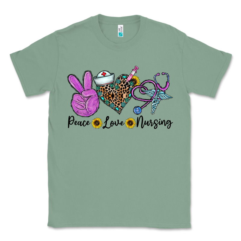 Peace Love Nursing Classic Tee by CowhideDigitalArt | Teevron