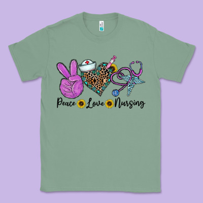 Peace Love Nursing Classic Tee Designed By Cowhidedigitalart