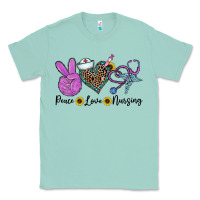 Seafoam peace love nursing Classic Tee - CowhideDigitalArt