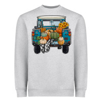 Heather Grey Fall Pumpkin Farm Truck Heavyweight Sweatshirt - RanaPortraitStore