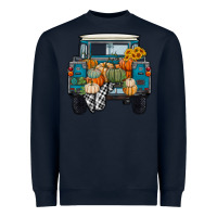 Navy Fall Pumpkin Farm Truck Heavyweight Sweatshirt - RanaPortraitStore
