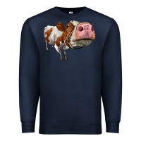Navy cute simmental cow Premium Sweatshirt - LillyAllenDesigns