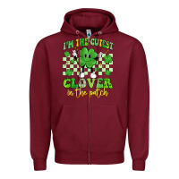 Burgundy i'm the cutest clover in the patch artiststas Zipper Hoodie - Artiststas