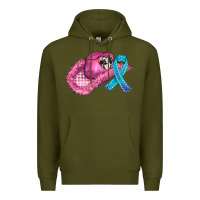 Army Green cowboy hat and cancer ribbon Premium Hoodie - AdoDesignShop