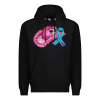 Black cowboy hat and cancer ribbon Premium Hoodie - AdoDesignShop