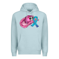Blue Mist cowboy hat and cancer ribbon Premium Hoodie - AdoDesignShop