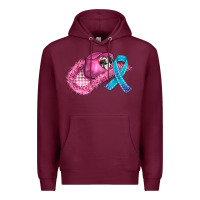 Burgundy cowboy hat and cancer ribbon Premium Hoodie - AdoDesignShop