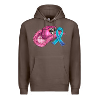 Coffee cowboy hat and cancer ribbon Premium Hoodie - AdoDesignShop