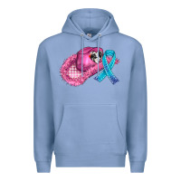 Colony Blue cowboy hat and cancer ribbon Premium Hoodie - AdoDesignShop