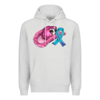 Dove Grey cowboy hat and cancer ribbon Premium Hoodie - AdoDesignShop