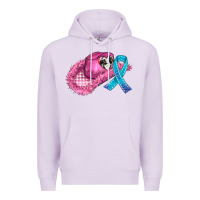 Lilac cowboy hat and cancer ribbon Premium Hoodie - AdoDesignShop