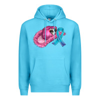 Ocean Blue cowboy hat and cancer ribbon Premium Hoodie - AdoDesignShop