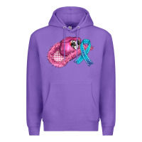 Purple cowboy hat and cancer ribbon Premium Hoodie - AdoDesignShop