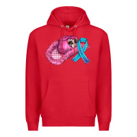 Red cowboy hat and cancer ribbon Premium Hoodie - AdoDesignShop