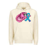 Sandshell cowboy hat and cancer ribbon Premium Hoodie - AdoDesignShop