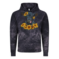 Cloud Black black angus calf with sunflowers Vintage Hoodie - RanaPortraitStore
