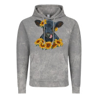 Cloud Rock black angus calf with sunflowers Vintage Hoodie - RanaPortraitStore