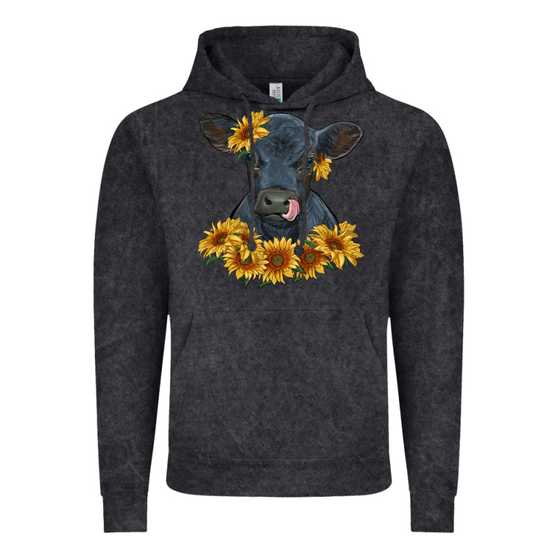 Black Angus Calf With Sunflowers Vintage Hoodie by RanaPortraitStore | Teevron