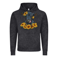 Vintage Black black angus calf with sunflowers Vintage Hoodie - RanaPortraitStore