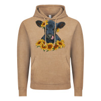 Vintage Coffee black angus calf with sunflowers Vintage Hoodie - RanaPortraitStore